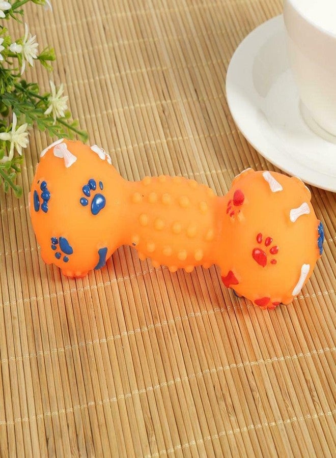 Pet Believe Colorful Squeaky Paw Print Rubber Non Toxic Sound & Chew Dumbell Toy for Puppies & Small Dogs (Color May Vary) - Image 5